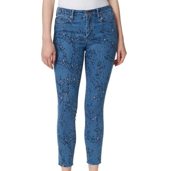 Jessica Simpson Denim - Jessica Simpson Blue Cheetah Print Adored High Rise Ankle Skinny Jeans NEW Sz 28